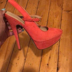 Orange heels  ,worn 2 times only! Still in box